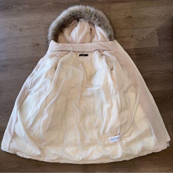 New Ralph Lauren RLL Faux-Fur-Trim Hooded Puffer Women’s Cream Coat Size M NWT - Picture 10 of 16